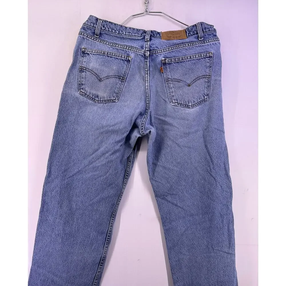 Vint Levi’s 550 Rare Orange Tab Light Blue Jeans Size 36/34